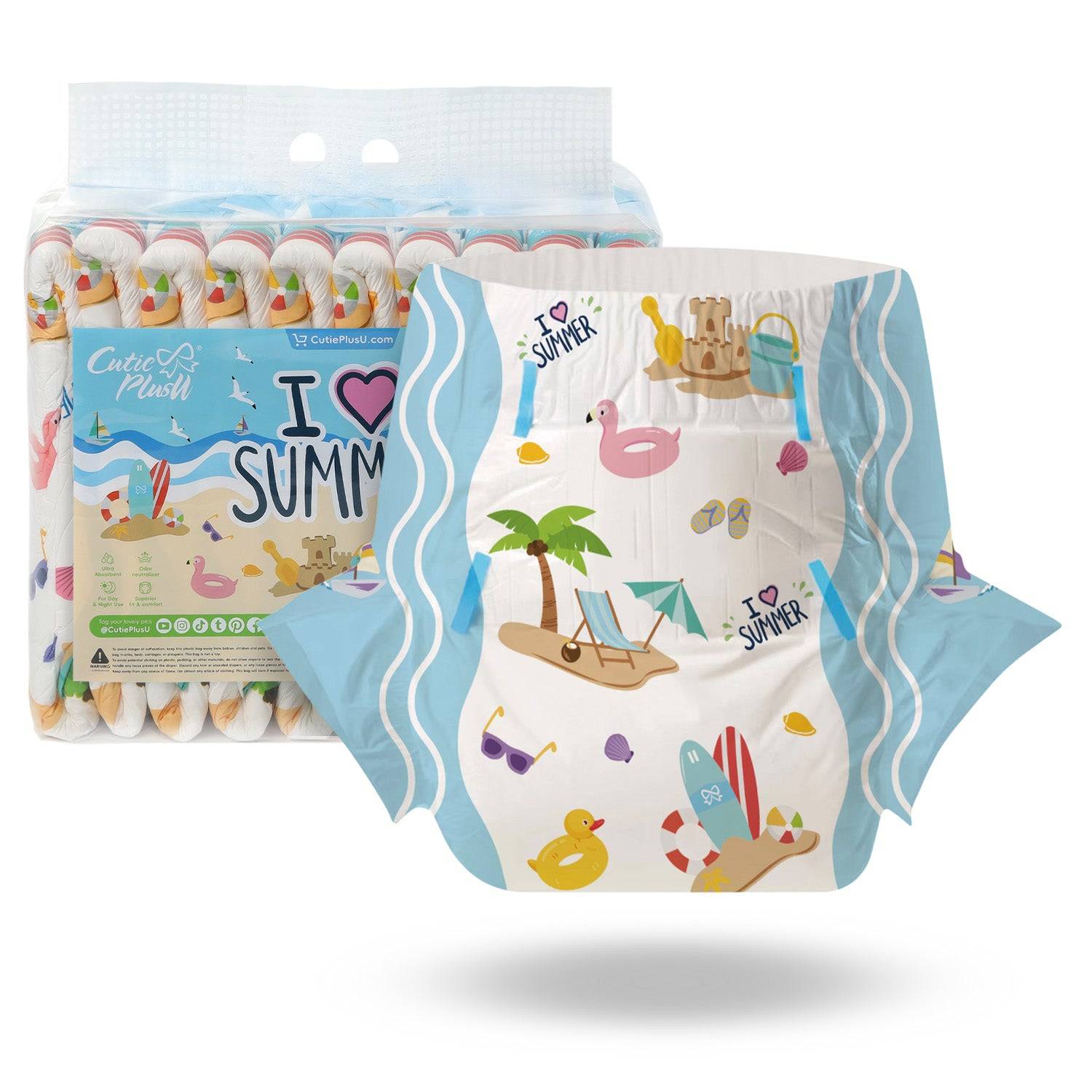 CutiePlusU - I Love Summer Adult Diapers image 0