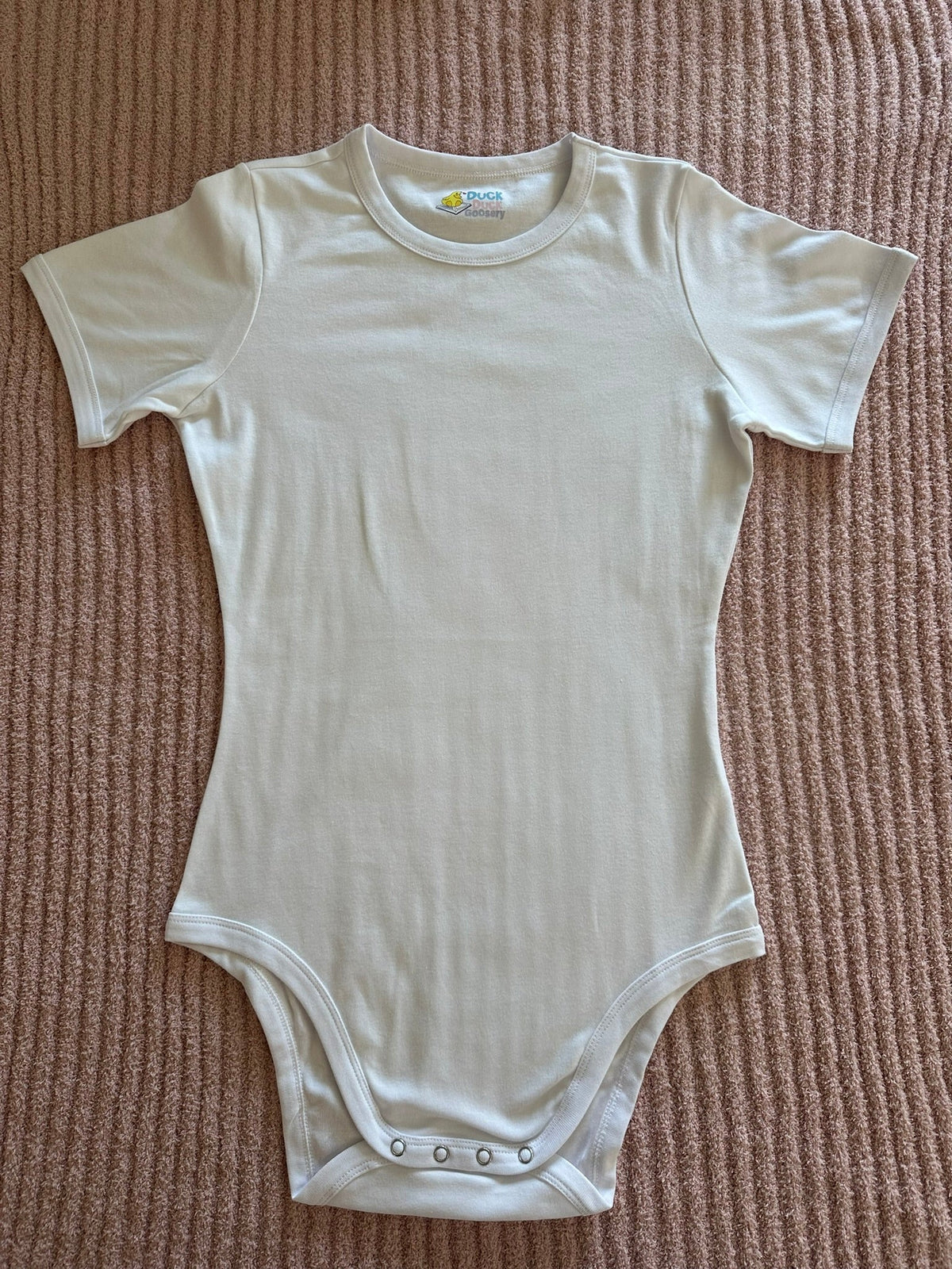 Duck Duck Goosery - Plain White 100% Double Knit Cotton Adult Bodysuit