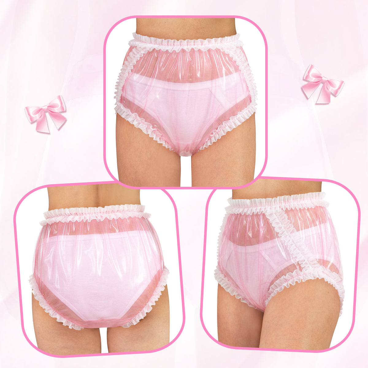LFB - Baby Exposed Lace Frill Adult Plastic Pull-On Diaper Pants Cover