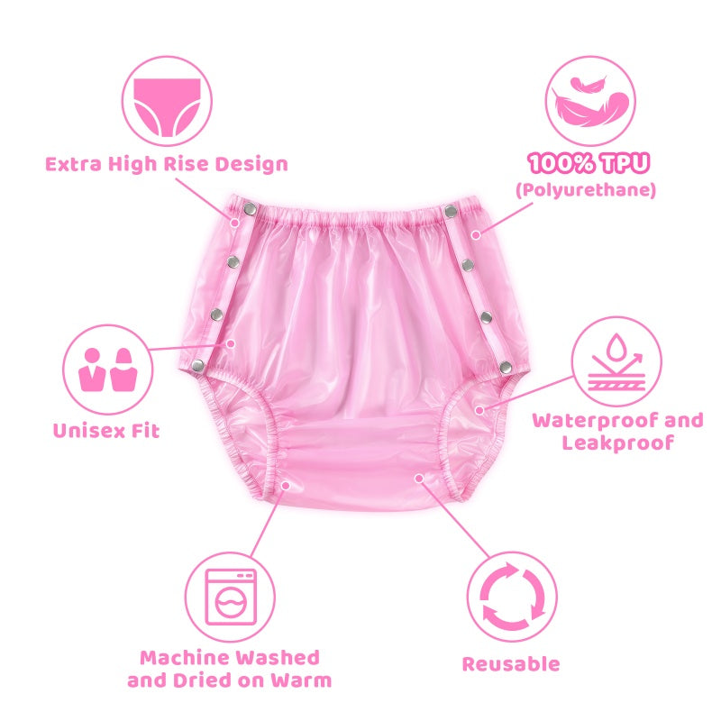 LFB - Dolly Pink Adult Plastic Pull-On Diaper Pants Cover