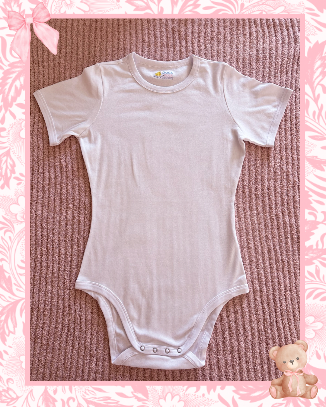 Duck Duck Goosery - Plain White 100% Double Knit Cotton Adult Bodysuit