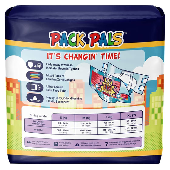 NorthShore - PACK PALS 12 Hour Printed Adult Diapers with Tabs