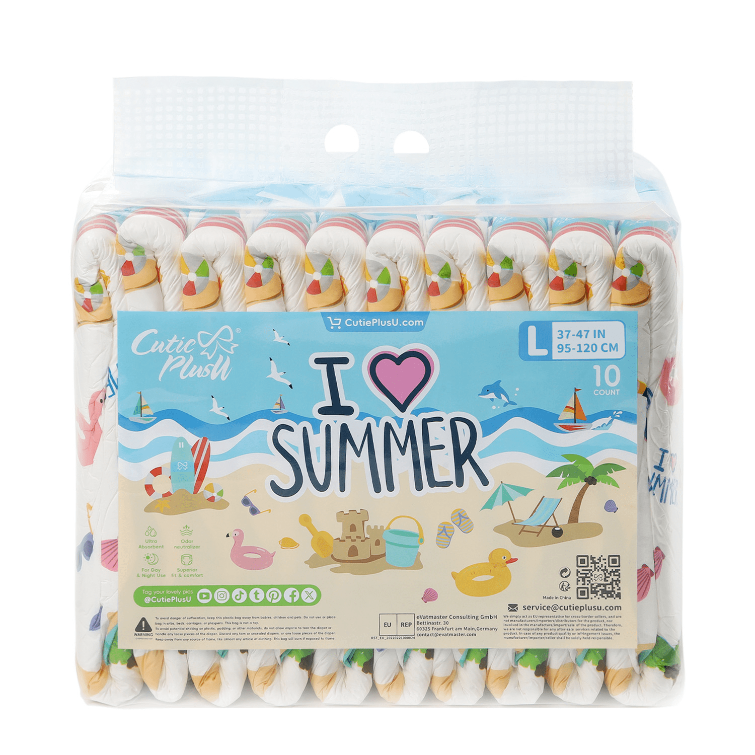 CutiePlusU - I Love Summer Adult Diapers image 1