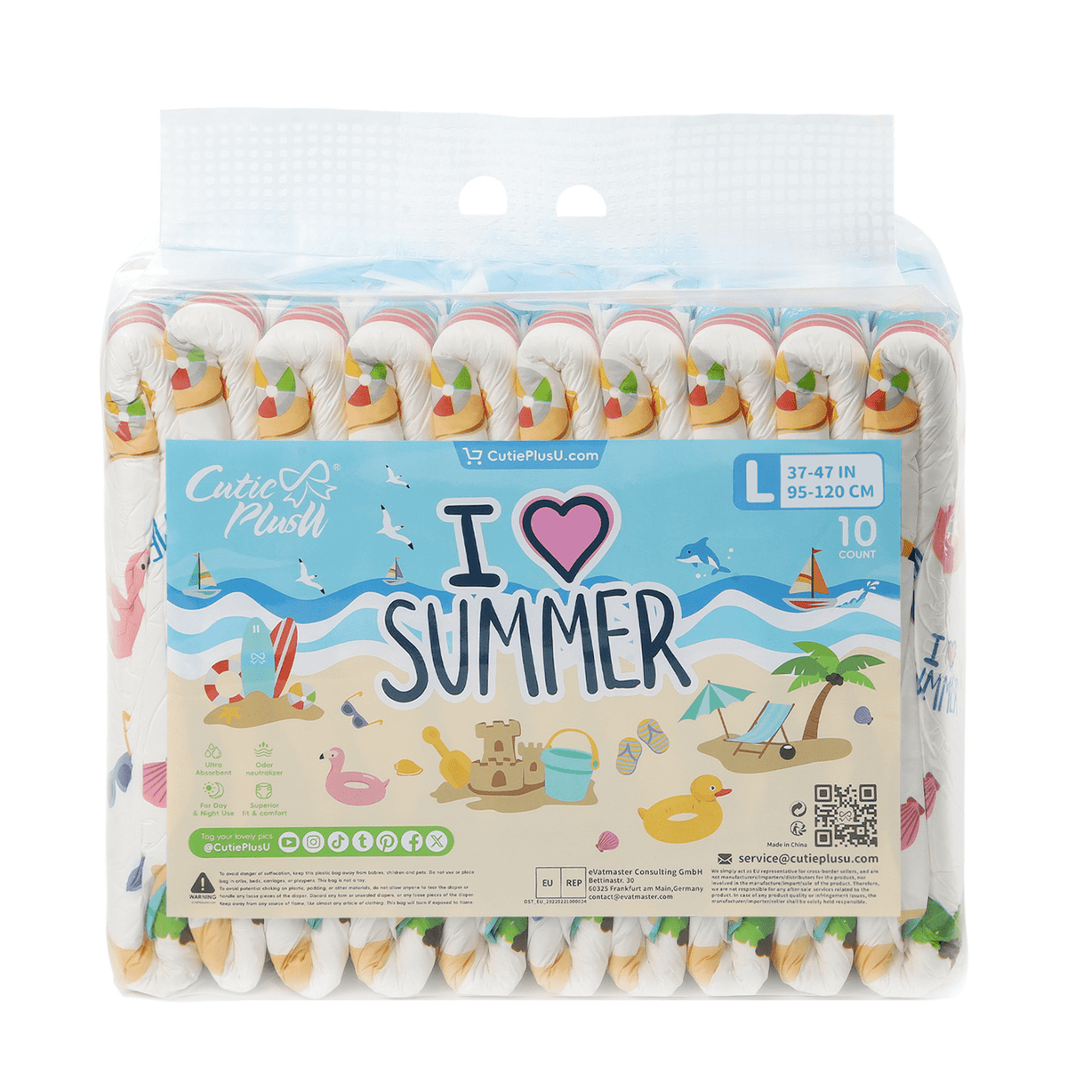 CutiePlusU - I Love Summer Adult Diapers image 1