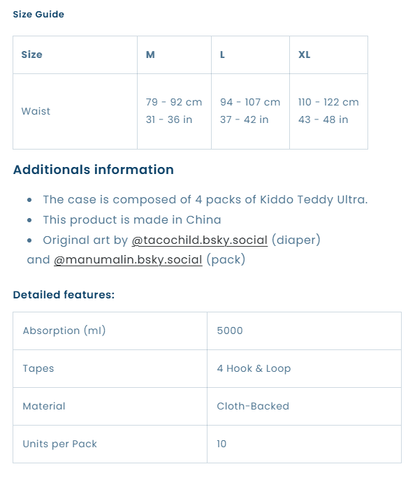 Kiddo - Teddy Ultra 4 Tape Adult Diapers image 5
